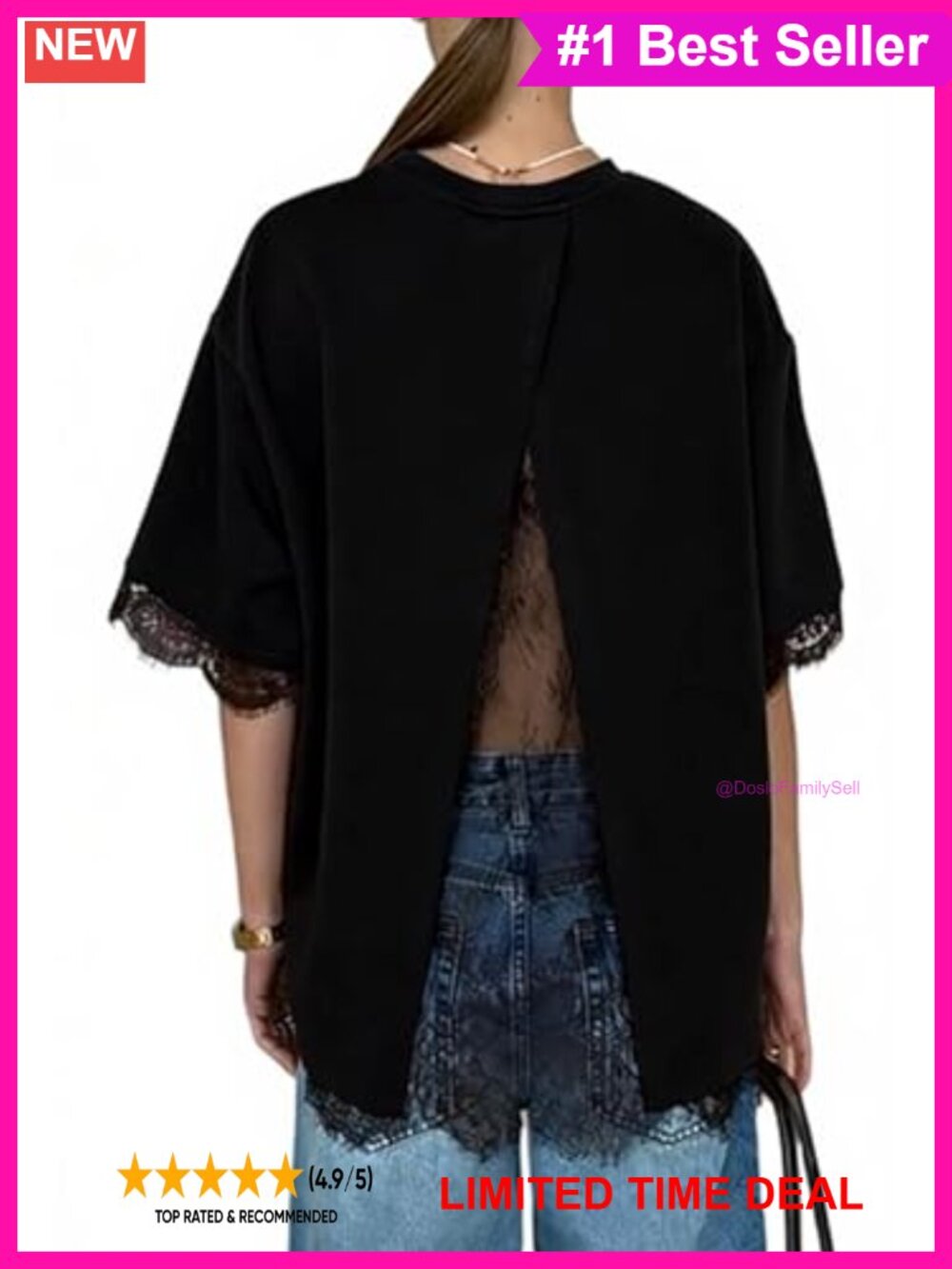 Lace Mesh Sheer Open Back Oversized Y2K Going Out T-Shirt Top